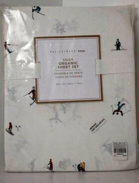 Pottery Barn Teen 9658442 Skiers Organic Sheet Set Twin Size Multicolor Nwt