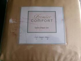 Premier Comfort 675716325732 New King Size Satin Sheet Set Solid Gold 6 Piece