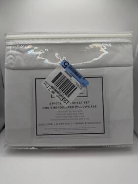 Premier Luxury Home Collection 729016775596 Premiere 3 Piece Twin Sheet Set White 100% Poly Nwt