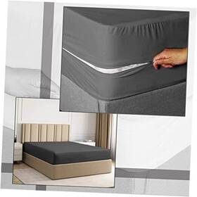 Pec-zftd-8ich-18ich-ch346 Priyal Textile Fitted Sheet Zipper Full Size 54x75 Dark Grey 12 Inch Deep Pocket