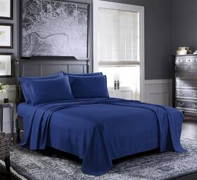 Pure Bedding 735632943196 Bed Sheets - Sheet Set 6-piece Hotel Luxury 1800 Brushed King Navy