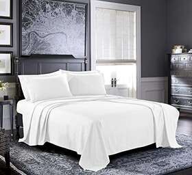 Pure Bedding 735632943202 Hotel Luxury King Bed Sheet Set 6-piece White 1800 Brushed Microfiber Pure Bedding 735632943202 Hotel Luxury King Bed Sheet Set 6-piece White 1800 Brushed Microfiber