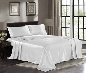 Pure Bedding 735632943370 Satin Sheets Twin 3-piece White Hotel Luxury Silky Bed - Extra Soft Pure Bedding 735632943370 Satin Sheets Twin 3-piece White Hotel Luxury Silky Bed - Extra Soft