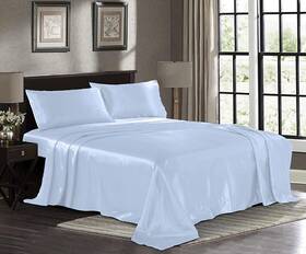 Pure Bedding 735632943660 Satin Sheets King 4-piece White Hotel Luxury Silky Bed - Damage Bag New