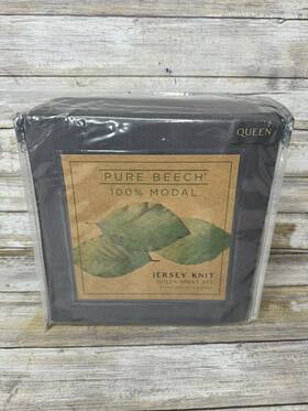 Pure Beech 807000175598 Jersey Knit 100% Modal Queen Charcoal Gray Sheet Set