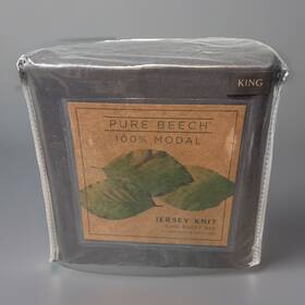 Pure Beech 807000175604 Jersey Knit Sheet Set King Size 100% Modal Charcoal Gray 4 Piece New