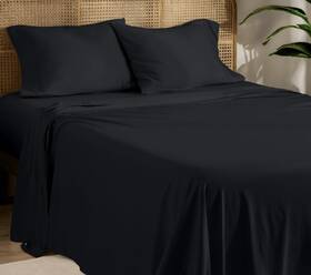 Pure Beech 846756059660 Jersey Knit Sheet Set Twin Size 100% Modal Black 3 Piece Rare New