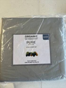Pure Earth 840380937592 Organic 300 Thread Count 6-piece Sheet Set Gray