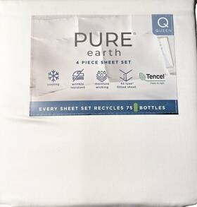 Pure Earth 840708190067 300 Thread Count Tencel Blend 4 Piece Queen Sheet Set White Pure Earth 840708190067 300 Thread Count Tencel Blend 4 Piece Queen Sheet Set White