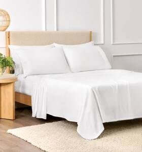 1796242 Purely Organic 300 Thread 6-piece 100% Cotton Sheet Set - White King