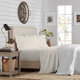 81539538 Purity Home Twin 300 Thread Count Organic Cotton Brushed Percale Sheet Set Ivory