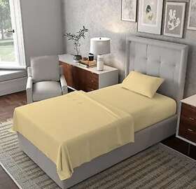 81541090 Purity Home New Twin 400 Thread Count Ultimate Percale Cotton Solid Sheet Set Yellow