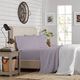 81543304 Purity Home Full 300 Thread Count Organic Cotton Brushed Percale Sheet Set Lavender
