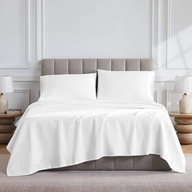 81543454 Purity Home Full 400 Thread Count Wrinkle Free Cotton Solid Sheet Set White