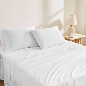81549511 Purity Home Queen Organic Cotton Deep Pocket Percale Sheet Set Arctic White -