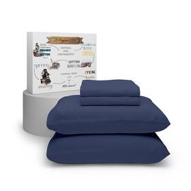 Purity Home 840708175477 100% Cotton Twin Sheet Set Organic Dark Blue Sheets Lightweight And Br