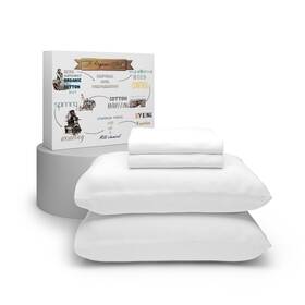 Purity Home 840708175682 Queen Size Sheet Set 300 Thread Count 100% Cotton White Bed Sheets Deep