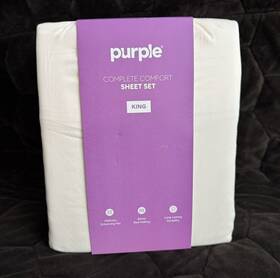 Purple 815068017033 Mattress 4 Piece King Sheet Set White 100% Cotton Bedding Brand New