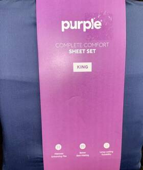 Purple 815068017040 Mattress 4 Piece King Sheet Set Navy 100% Cotton Complete Comfort New