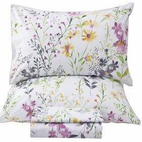 Qsh 928104559764 Floral Queen Size Sheet Sets - Yellow Wild Flower Botanical Pattern Egyptian