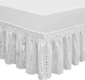 King-14 Qsy Home 194358001359 Wrap Around Elastic Eyelet Bed Skirts 14 Queen/king-14 1/2 Inch Drop White