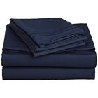 4-piecesheet Quality Queen Egyptian Pockets Deep Navy Set
