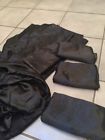 Queen Size Bed Sheet Sets Black Flat Fitted Bedding Satin