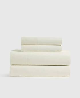 21763 Quince Nwt Classic Organic Percale 4 Piece Sheet Set King Ivory 100% Cotton
