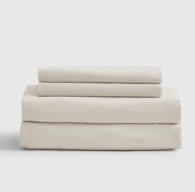 35282 Quince Nwt Classic Organic Percale 4 Piece Sheet Set Sand Cal King Cotton 120