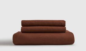 38607 Quince Nwt European Linen Fitted Sheet Set 3 Piece Bordeaux Double Full Ret 110