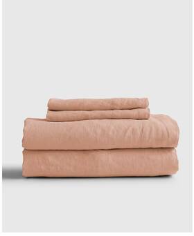 43197 Quince Nwt European Linen 4 Piece Sheet Set King Desert Sunset Sheets Msrp 200