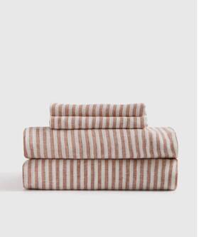 43541 Quince Nwt European Linen 4 Piece Queen Sheet Set Terracotta Stripe Sheets 180 43541 Quince Nwt European Linen 4 Piece Queen Sheet Set Terracotta Stripe Sheets 180