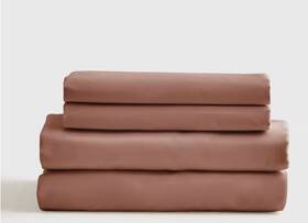 55312 Quince Nwt Classic Organic Percale 4 Piece Sheet Set Queen Clay Cotton Msrp 100