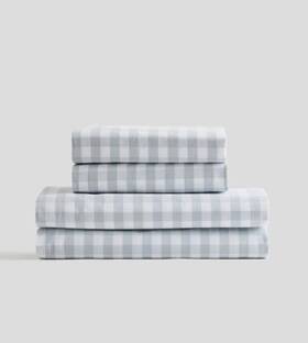 68443 Quince Nwt Classic Organic Percale Sheet Set 4 Piece Queen Blue Fog Gingham 100 68443 Quince Nwt Classic Organic Percale Sheet Set 4 Piece Queen Blue Fog Gingham 100