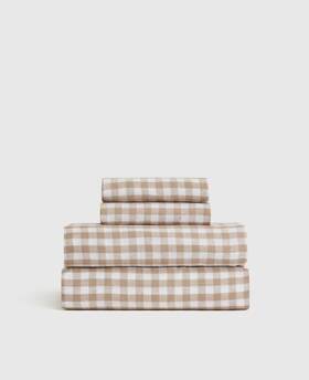 76451 Quince Nwt European Linen 4 Piece Cafe Gingham Cal King Sheet Set Sheets 200 76451 Quince Nwt European Linen 4 Piece Cafe Gingham Cal King Sheet Set Sheets 200