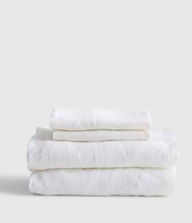 8017 Quince Nwt European Linen 4 Piece Double / Full Sheet Set White Msrp 169.90