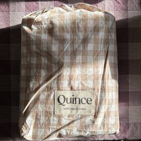 9558 Quince Nwt Classic Organic Percale Sheet Set 4 Pc Full Double Cafe Gingham