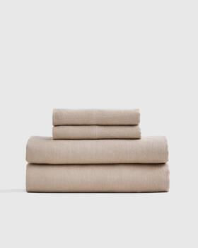 Qnjrcv1052 Quince Nwt European Linen 4 Piece Sheet Set King In Toffee