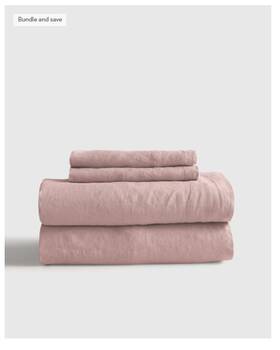 Qnjrgo4191 Quince Nwt European Linen 4 Piece Sheet Set King In Dusty Mauve 100% Flax