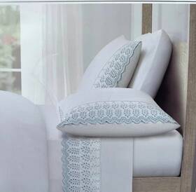 3502cs Rachel Ashwell Scalloped Embroidered Blue Eyelet Trim King Sheet Set 100% Cotton 3502cs Rachel Ashwell Scalloped Embroidered Blue Eyelet Trim King Sheet Set 100% Cotton