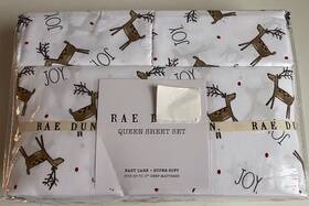 Rae Dunn 729016439771 Joy Reindeer Christmas Holiday Soft Queen Size Sheet Set 4 Piece New Rae Dunn 729016439771 Joy Reindeer Christmas Holiday Soft Queen Size Sheet Set 4 Piece New