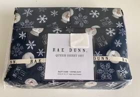 Rae Dunn 729016440012 Snowglobes Snowflakes Christmas Holiday Soft Queen Sheet Set 4 Piece