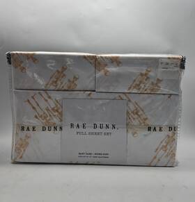 Rae Dunn 729016739192 Halloween Full Sheet Set 4 Pc Orange Skeletons Together Forever