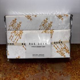 Rae Dunn 729016739338 Spooky Halloween 3 Pc Twin Sheet Set Together Forever Skeletons New