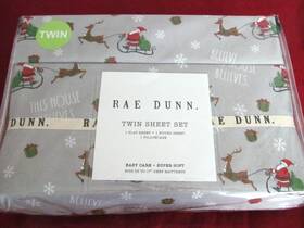 Rs-sh6pq Rae Dunn Christmas This House Believes Santa Claus Festive Soft Twin Sheet Set
