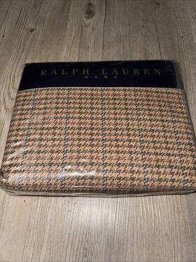 011809 Ralph Lauren Rare Vintage Houndstooth King Size Fitted Sheet New Old Stock Usa
