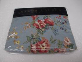 Ralph Lauren 028828020840 Vintage Cottage Shabby Yvette Blue Floral Ruffled Sheet Set - King Ralph Lauren 028828020840 Vintage Cottage Shabby Yvette Blue Floral Ruffled Sheet Set - King