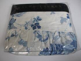 Ralph Lauren 028828023094 Rare Elsa Floral Blue Ruffled Flat Sheet - Queen