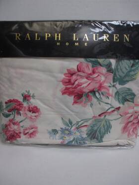 Ralph Lauren 028828029362 New Lorraine Floral White Fitted Sheet - Queen