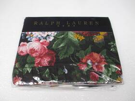 Ralph Lauren 028828060303 New Cossette Ii Isadora Black Floral Ruffled Flat Sheet - Queen